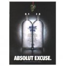 ABSOLUT EXCUSE Vodka Magazine Ad
