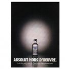 ABSOLUT HORS D'OEUVRE Vodka Magazine Ad 12th Restaurant Awards