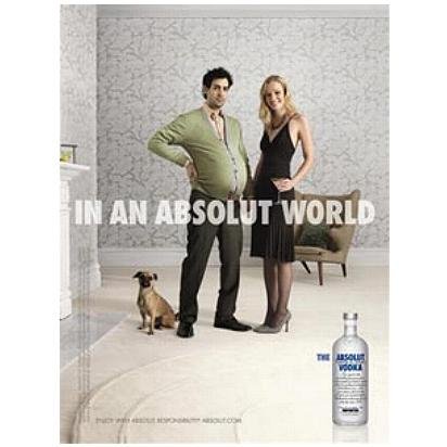 IN AN ABSOLUT WORLD Vodka Magazine Ad PREGNANT MAN