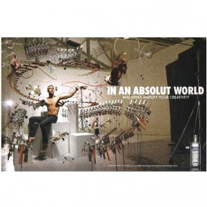IN AN ABSOLUT WORLD Vodka Magazine Ad QUARTET MACHINE 2pp
