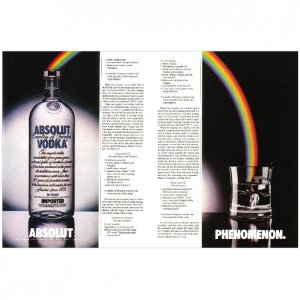 ABSOLUT PHENOMENON Vodka Magazine Ad LEAPING RAINBOW 2pp