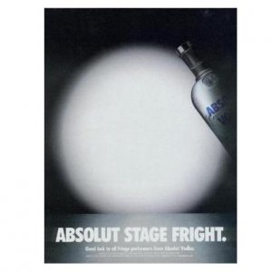 ABSOLUT STAGE FRIGHT Vodka Magazine Ad