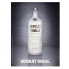 ABSOLUT TRUTH Vodka Magazine Ad VANILIA