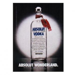 ABSOLUT WONDERLAND Vodka Magazine Ad w/ Holiday Ads Caption