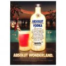 ABSOLUT WONDERLAND Vodka Cocktail Recipe Magazine Ad ABSOLUT WONDERLAND Vodka Cocktail Recipe Magazine Ad