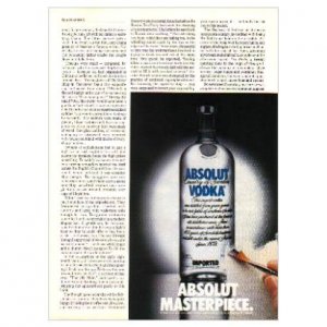 ABSOLUT MASTERPIECE Vodka Magazine Ad (Partial Page)
