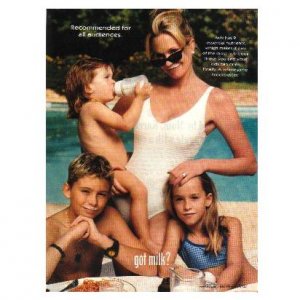 MELANIE GRIFFITH & KIDS got milk? Milk Mustache Magazine Ad &Acirc;&copy; 1999