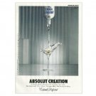 ABSOLUT CREATION Vodka Magazine Ad COCKTAILS PERFECTED
