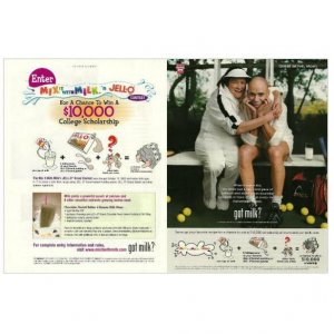 got milk? MIX WITH MILK 'N JELL-O CONTEST w/ ANDRE AGASSI AND HIS MOM Milk Mustache Ad &Acirc;&copy; 2003