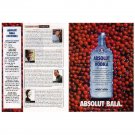 ABSOLUT BALA & Cocktail Recipe Sidebar Canadian Vodka Magazine Ad - 2 PAGES