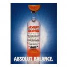 ABSOLUT BALANCE Vodka Magazine Ad
