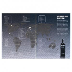 ABSOLUT BAR HOPPING British Vodka Magazine Ad - 2 PAGES