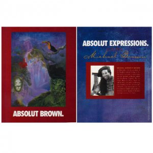 ABSOLUT BROWN and ABSOLUT EXPRESSIONS Vodka Magazine Ad MICHAEL BROWN 2pp