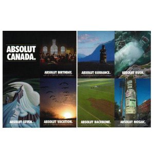 ABSOLUT CANADA Vodka Magazines Ad SET OF 8 POSTCARDS