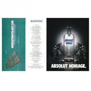 ABSOLUT HOMAGE & ABSOLUTDIGITALART.COM Vodka Magazine Ad - 2 PAGES