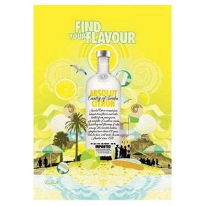 FIND YOUR FLAVOUR Absolut Citron Vodka Magazine Ad BRITISH SPELLING