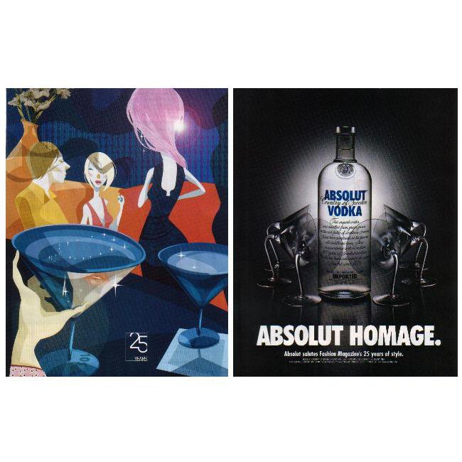 ABSOLUT HOMAGE w/ Exclusive Art Vodka Magazine Ad Canadian - 2 PAGES