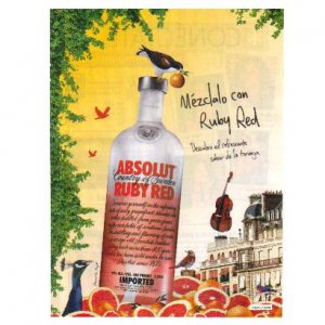 M&Atilde;�ZCLALO CON RUBY RED Spanish Language Absolut Vodka Magazine Ad