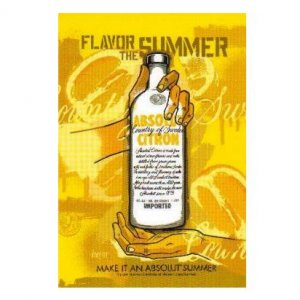 MAKE IT AN ABSOLUT SUMMER Vodka Ad Postcard CITRON