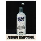 ABSOLUT TEMPTATION Milk Bottle Vodka Magazine Ad ONE OF THE FIRST!