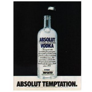 ABSOLUT TEMPTATION Milk Bottle Vodka Magazine Ad ONE OF THE FIRST!