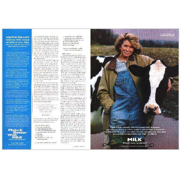 MARTHA STEWART ON HER RANCH Milk Mustache Magazine Ad © 1997 w/sidebar ad