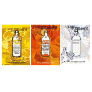 MAKE IT AN ABSOLUT SUMMER - 3 Different Postcards - CITRON MANDRIN & VANILIA