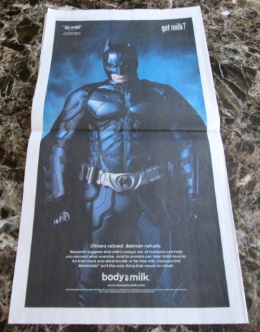 BATMAN THE DARK KNIGHT got milk? USA Today Newspaper Full-Page Ad 2008