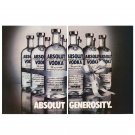 ABSOLUT GENEROSITY Vodka Magazine Ad - 2 PAGES ABSOLUT GENEROSITY Vodka Magazine Ad - 2 PAGES