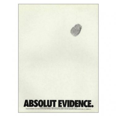 ABSOLUT EVIDENCE Vodka Magazine Ad