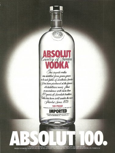 ABSOLUT 100 Vodka Magazine Ad RARE!