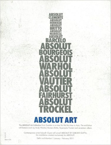 ABSOLUT ART (From India) Vodka Magazine Ad RARE!