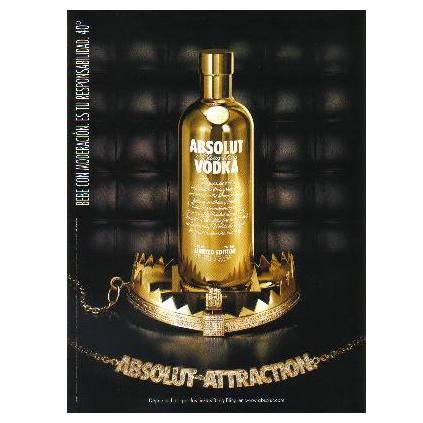 ABSOLUT ATTRACTION Bling Bling Magazine Ad HARD TO FIND!