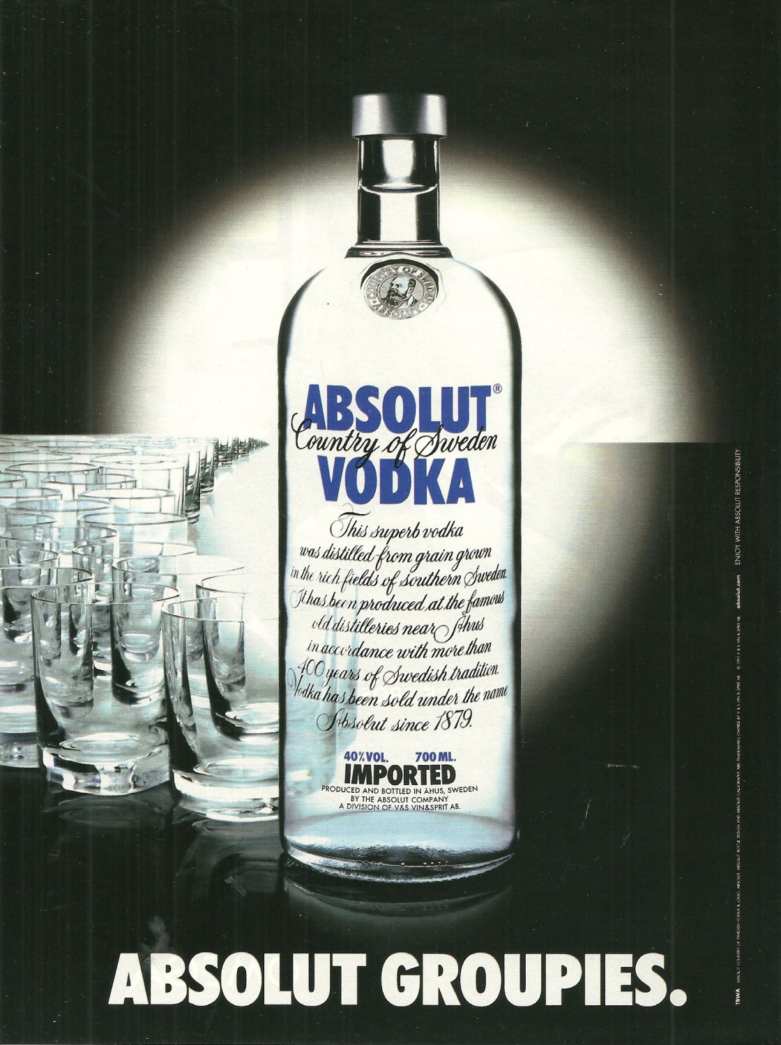 ABSOLUT GROUPIES European Vodka Magazine Ad RARE!