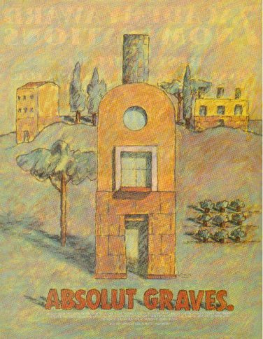ABSOLUT GRAVES Vodka Magazine Ad w/ Artwork by Michael Graves