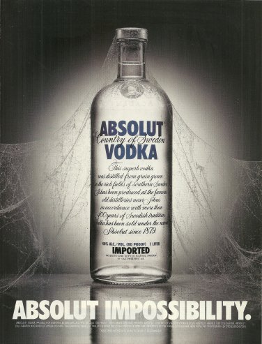 ABSOLUT IMPOSSIBILITY Vodka Magazine Ad