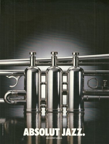 ABSOLUT JAZZ Russian Vodka Magazine Ad RARE!