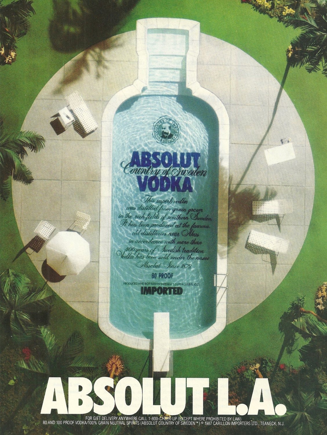ABSOLUT L.A. Vodka Magazine Ad SWIMMING POOL