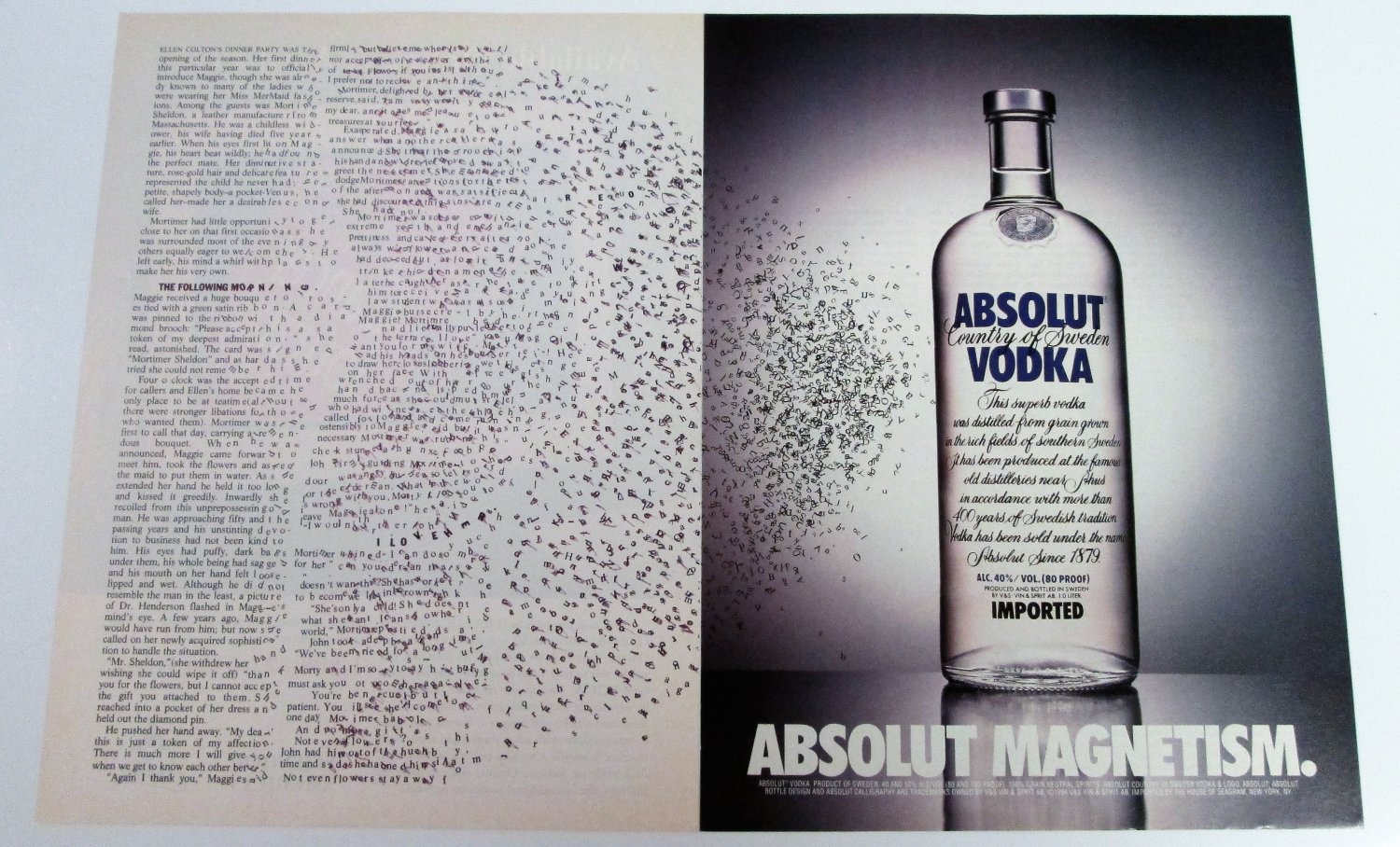 ABSOLUT MAGNETISM Vodka Magazine Ad - 2 Pages