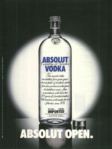 ABSOLUT OPEN German Vodka Magazine Ad RARE!
