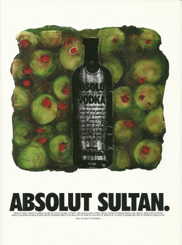 ABSOLUT SULTAN Vodka Magazine Ad w/ Artwork by Donald Sultan