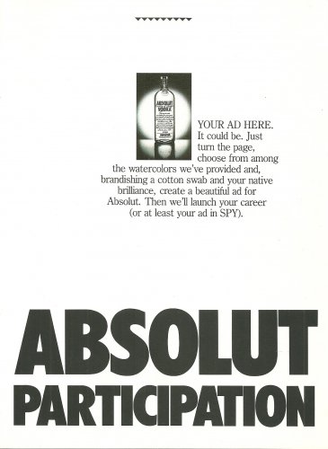 ABSOLUT PARTICIPATION Spectacular 4-Page Pull-Out Vodka Magazine Ad VERY RARE!