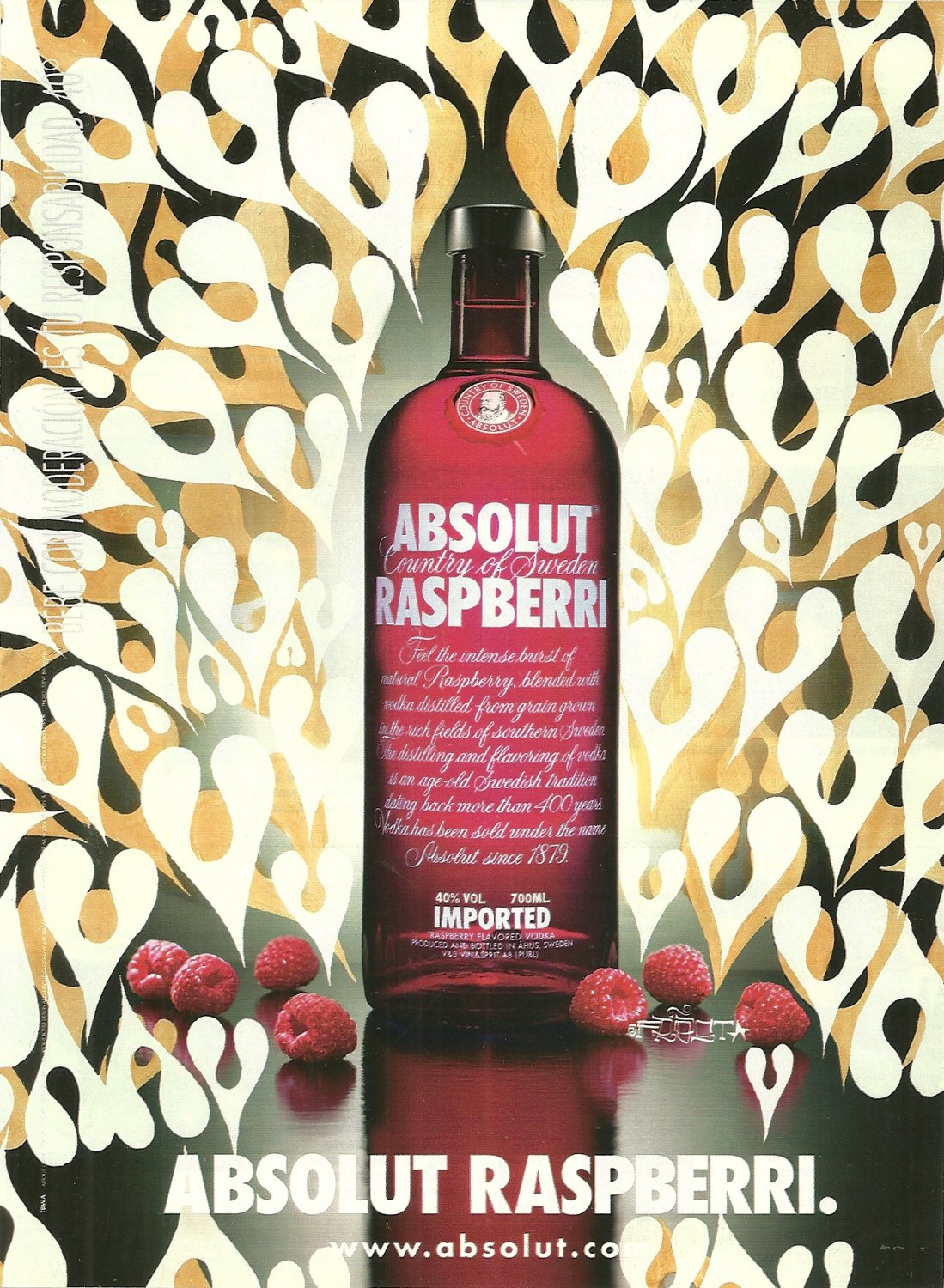 ABSOLUT RASPBERRI Vodka Magazine Ad PHIL FROST Spanish Text