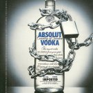 ABSOLUT SECURITY Small Size British Vodka Magazine Ad