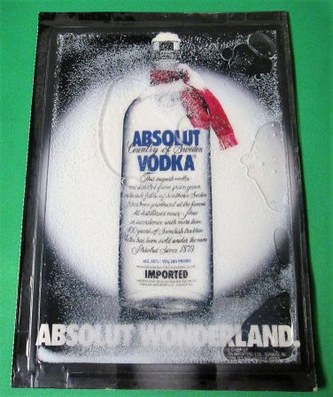 ABSOLUT WONDERLAND Christmas Snow Globe Spectacular Ad 1988