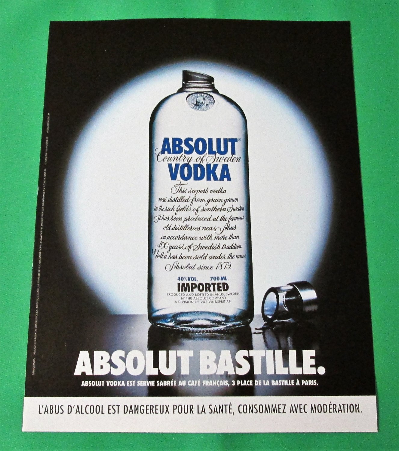 ABSOLUT BASTILLE French Vodka Magazine Ad NOT COMMON!