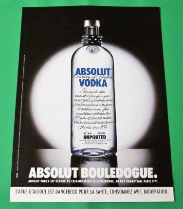 ABSOLUT BOULEDOGUE French Vodka Magazine Ad HARD TO FIND!