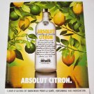 ABSOLUT CITRON (Lemon Tree Version) French Vodka Magazine Ad RARE!