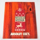 ABSOLUT COZY Spectacular Vodka Magazine Ad w/ Bottle Cozy by Cynthia Rowley NEW!