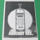 ABSOLUT FAX British Vodka Magazine Ad RARE!